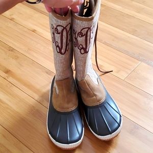 Marleylilly Monogrammed Tall Duck BootsKDL sz 8
